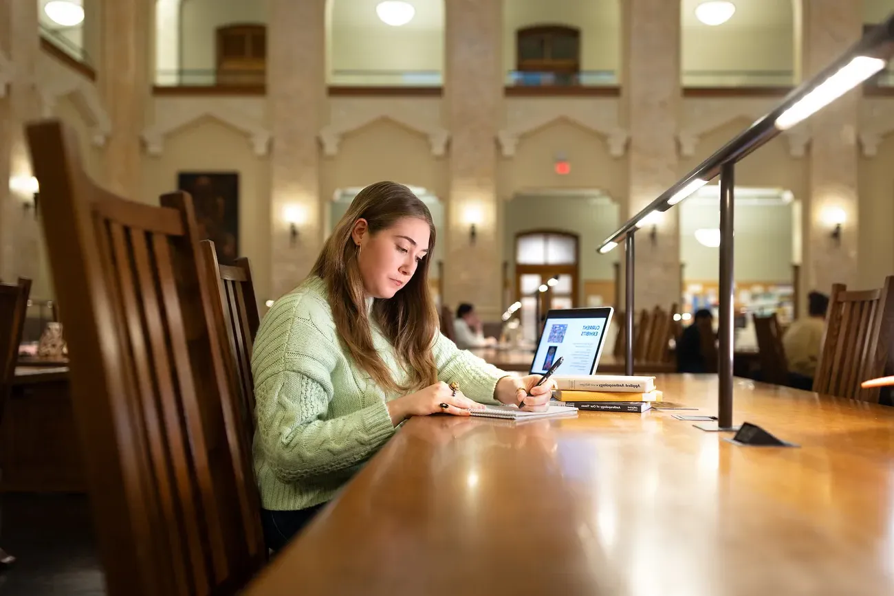 A student studying in the library.