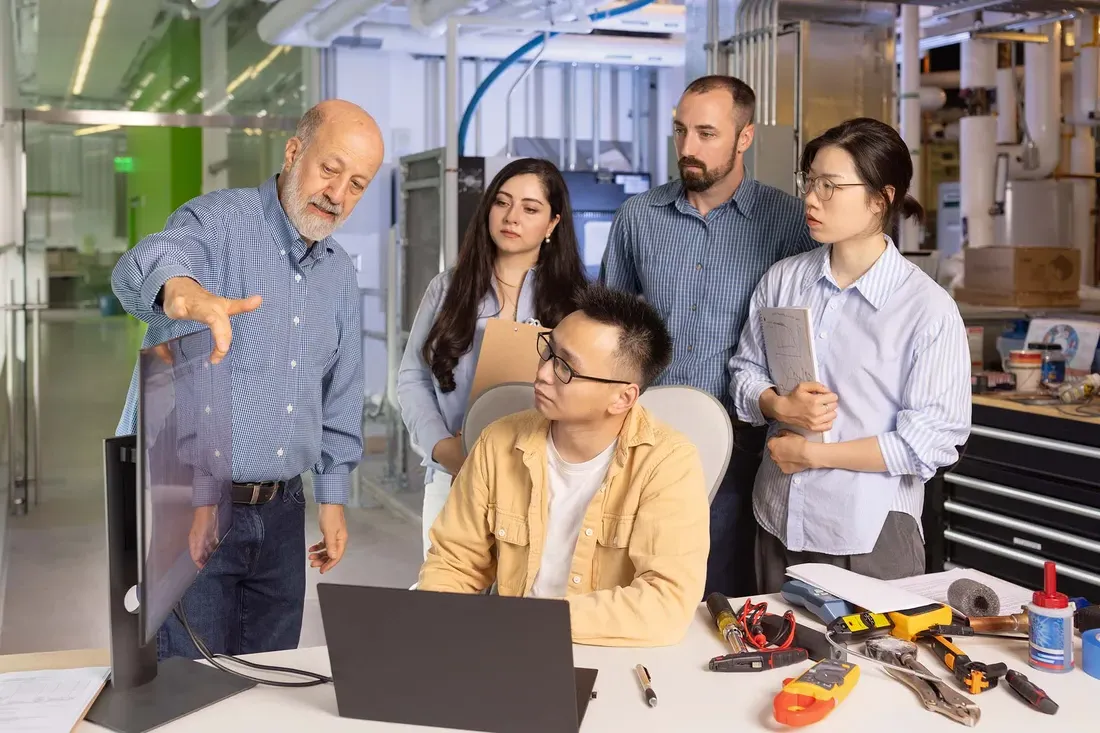 College of Engineering and Computer Science students designing eco-friendly heat pumps.